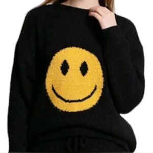Happy Face Black Pullover Soft Sweater